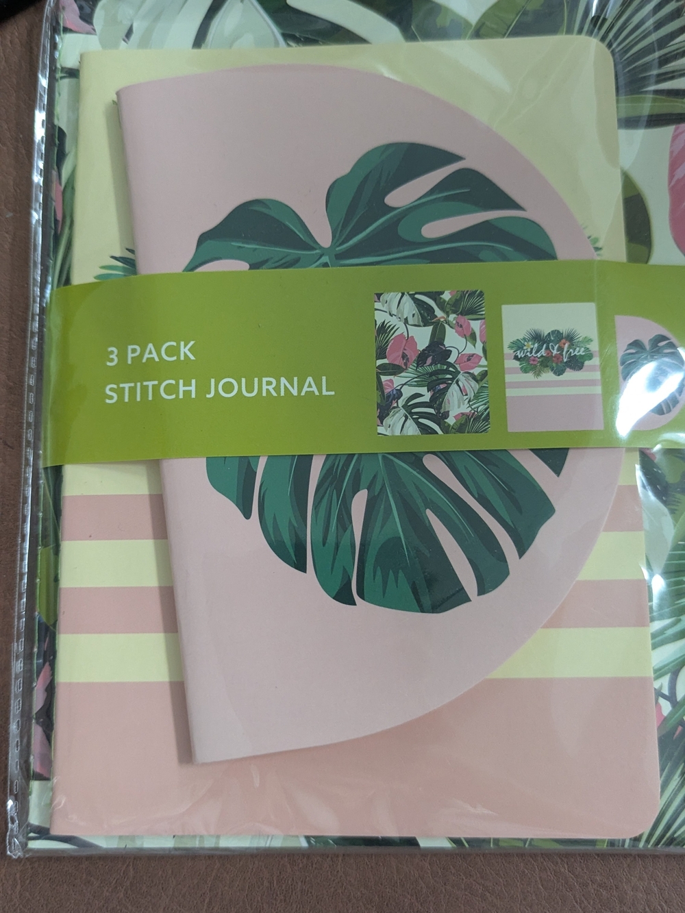 Stitch Journal Set - Pink Tropical Leaf Design